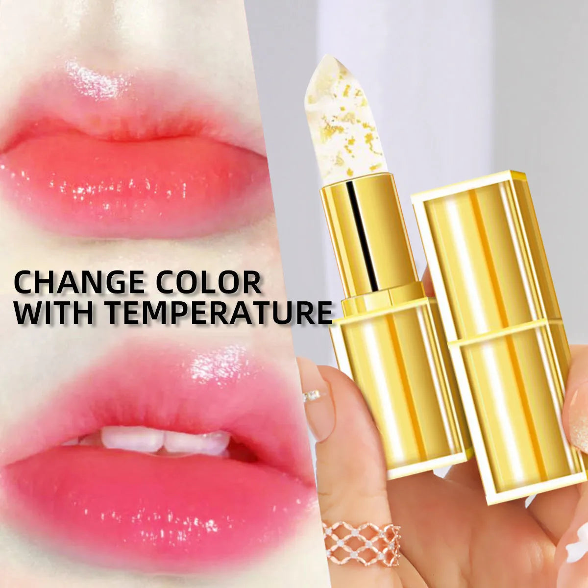 Anti-smudge gilding warm colour-changing lipstick YB1001 with golden tones