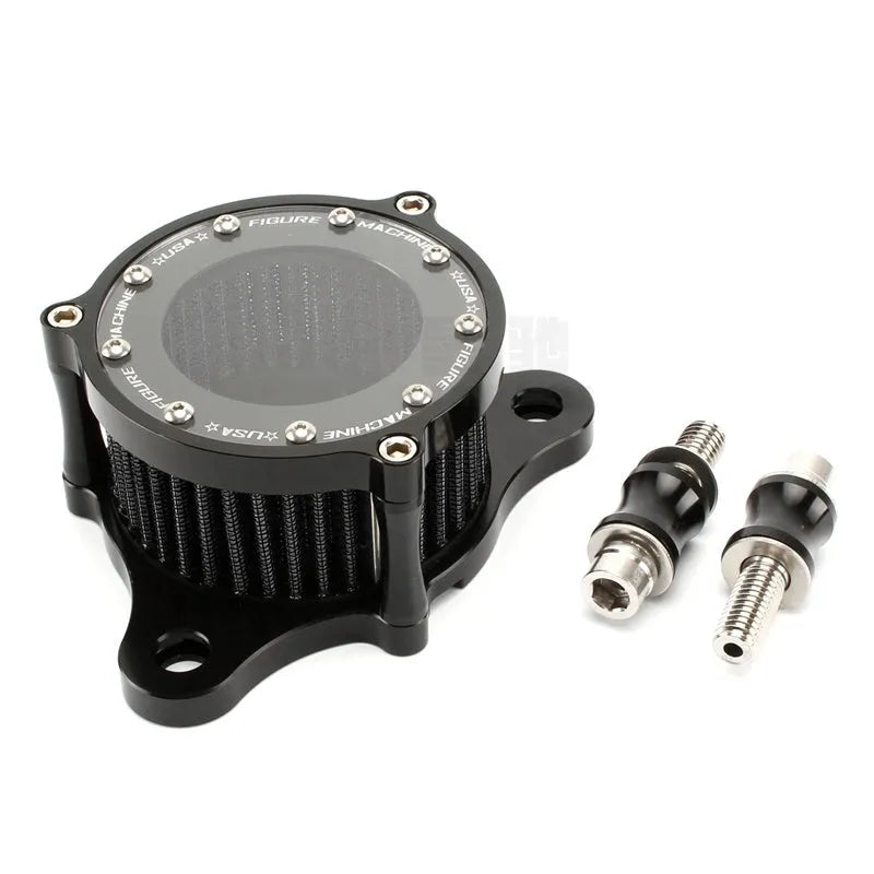CNC aluminium transparent retro air filter for Harley motorcycle with black and red element options