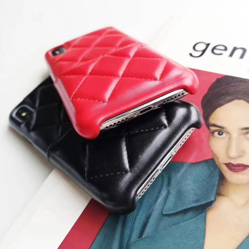 Leather iPhone case shown in black, compatible with iPhone XS Max and other models.