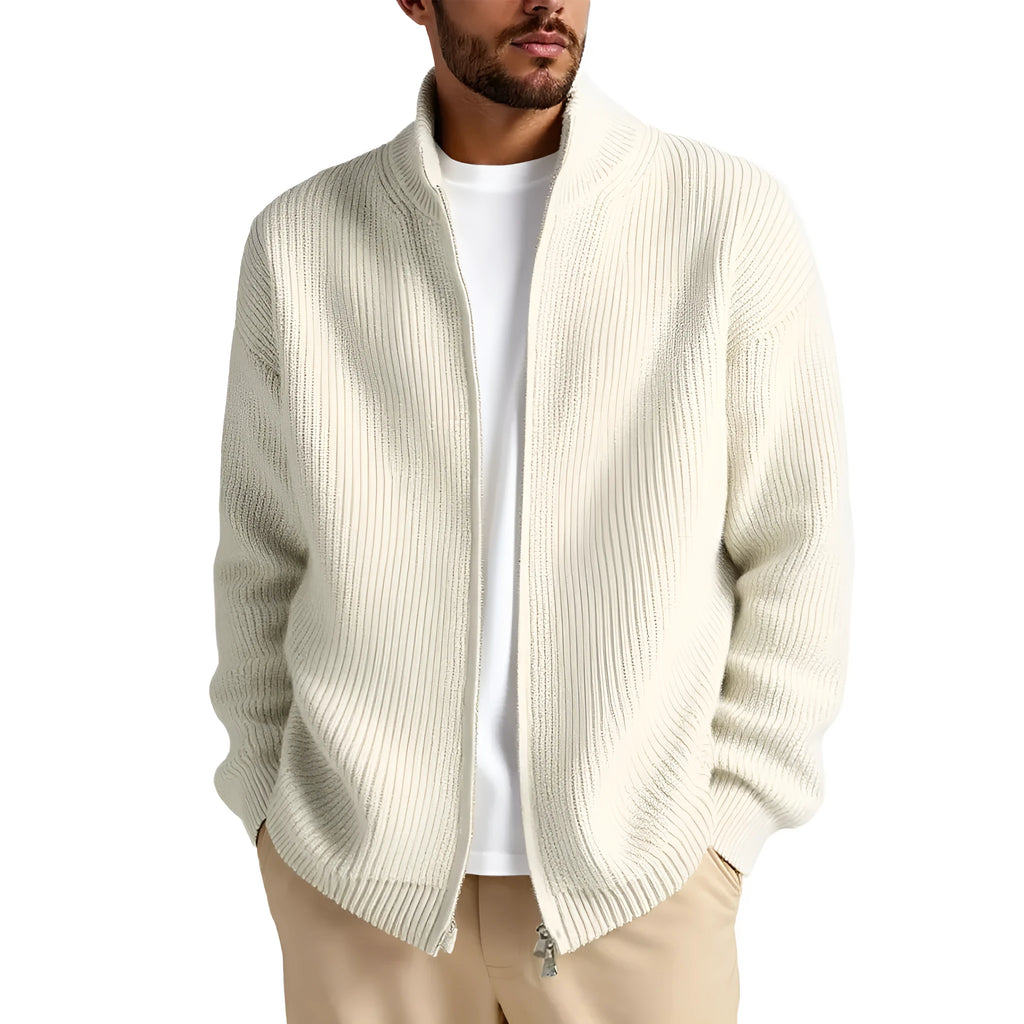 Men's loose fit cardigan sweater coat in chemical fibre blend fabric available in multiple colours