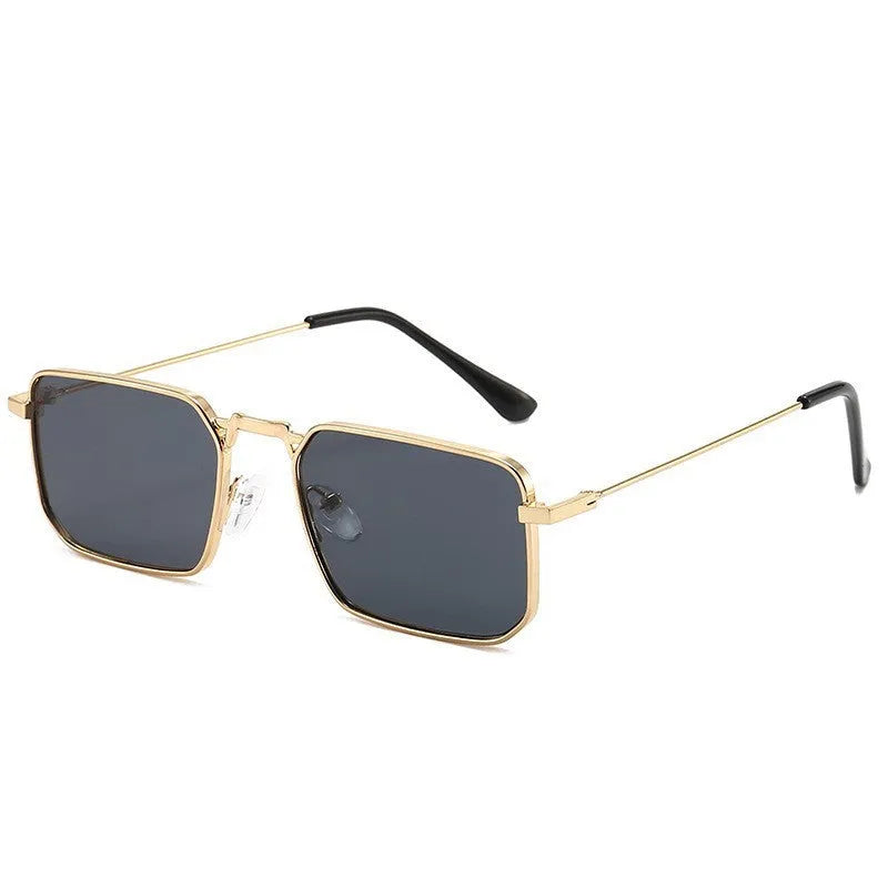 Men's square frame steampunk sunglasses with metal construction in gold and black colour options