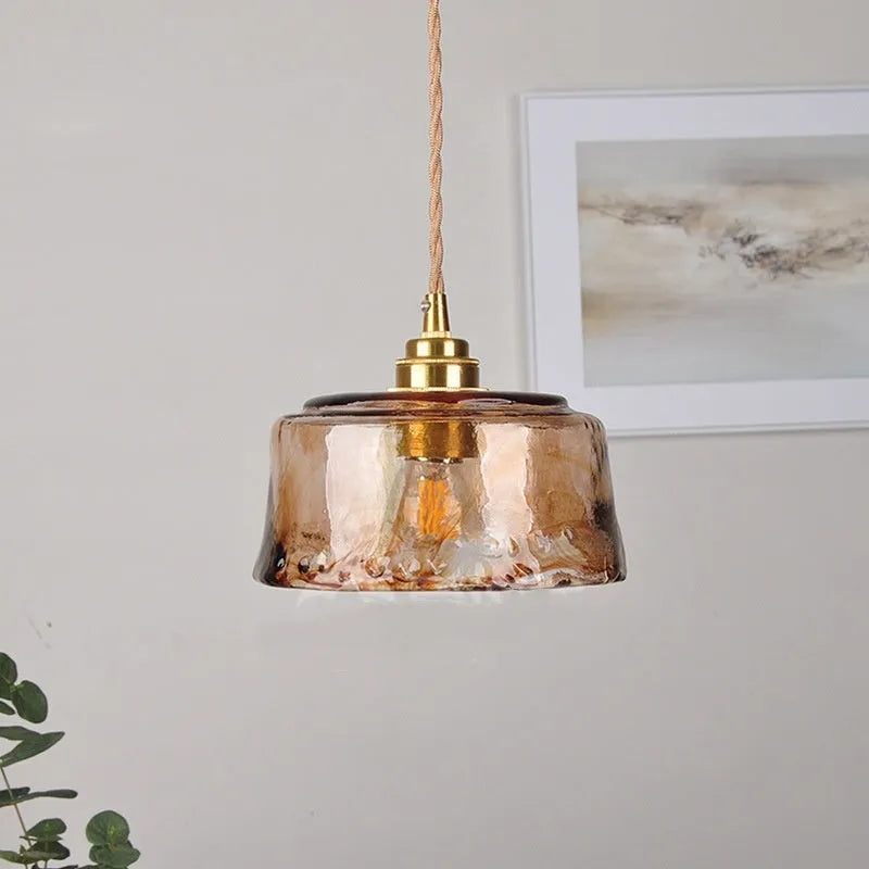 Nordic retro style brass and glass pendant chandelier for restaurant ceiling lighting