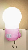 Plug-in bedside baby night feeding lamp with round design in white, blue, or pink shell options