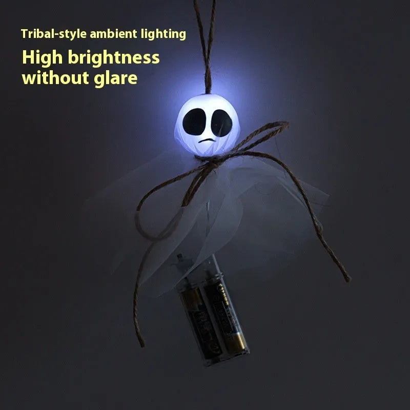 Halloween LED lighting chain with colourful ghost-shaped lamp beads for haunted venue decoration
