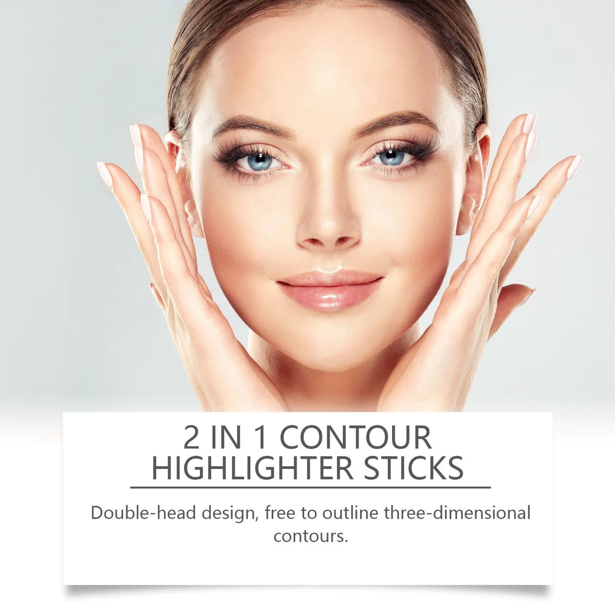 2-in-1 highlighter and concealer makeup stick in a compact, portable size.