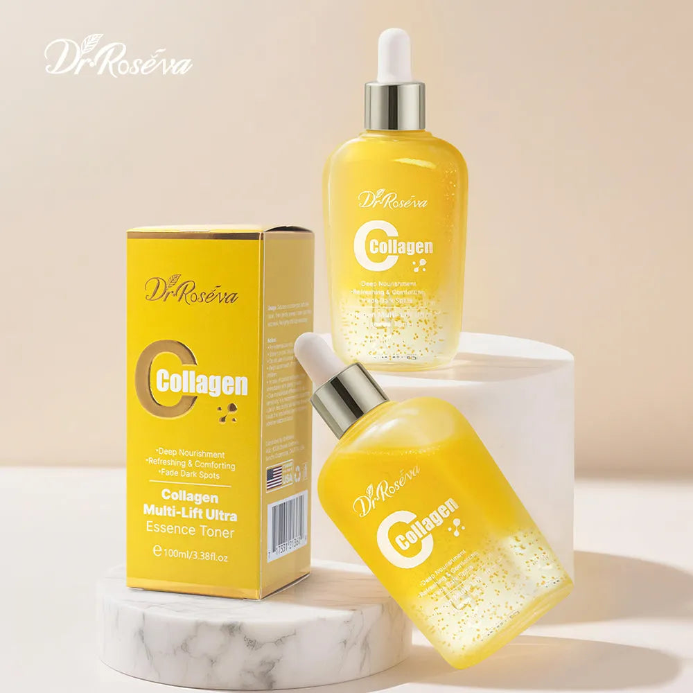 DR.ROSEVA Face Collagen Multi-Lift Ultra Toner 228g bottle with niacinamide and collagen for anti-aging and whitening.