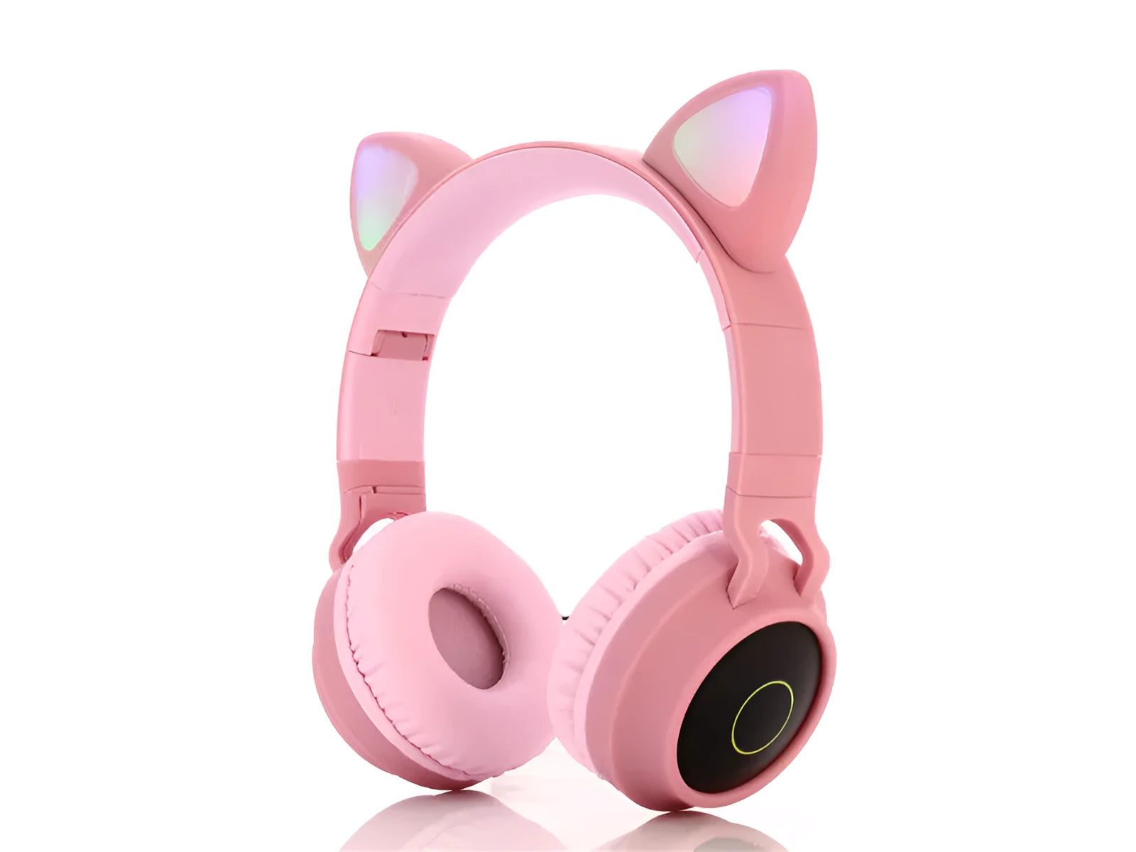 Cartoon cat ears wireless Bluetooth gaming headset in multiple colours on a stand