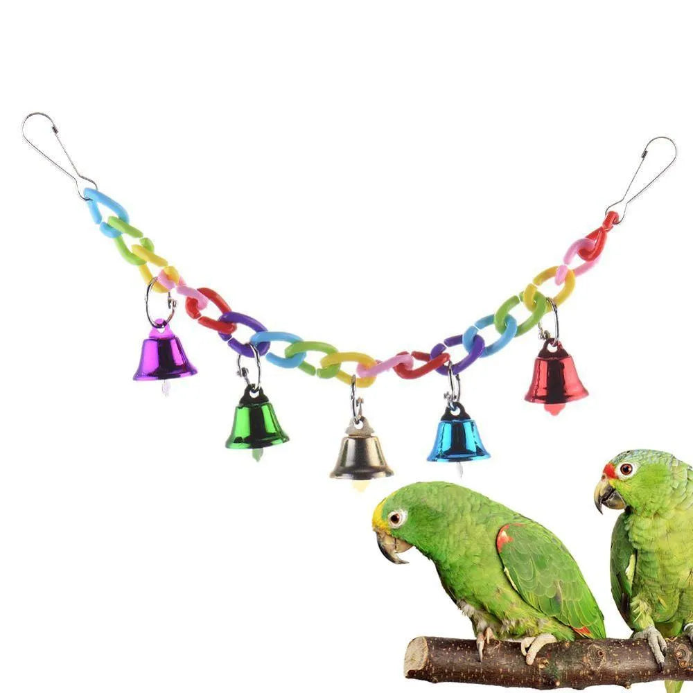 Xuanfeng Peony multi-colour wooden parrot swing toy 35cm with hook for cage attachment