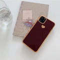 A solid colour TPU back cover case for an iPhone, shown in blue, claret, pink, and green colour options.