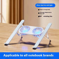 Aluminium alloy laptop cooling stand with twin fans in folded position showing silver finish