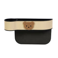 Leather car seat gap storage box with cartoon bear design in black and rice bear colours.