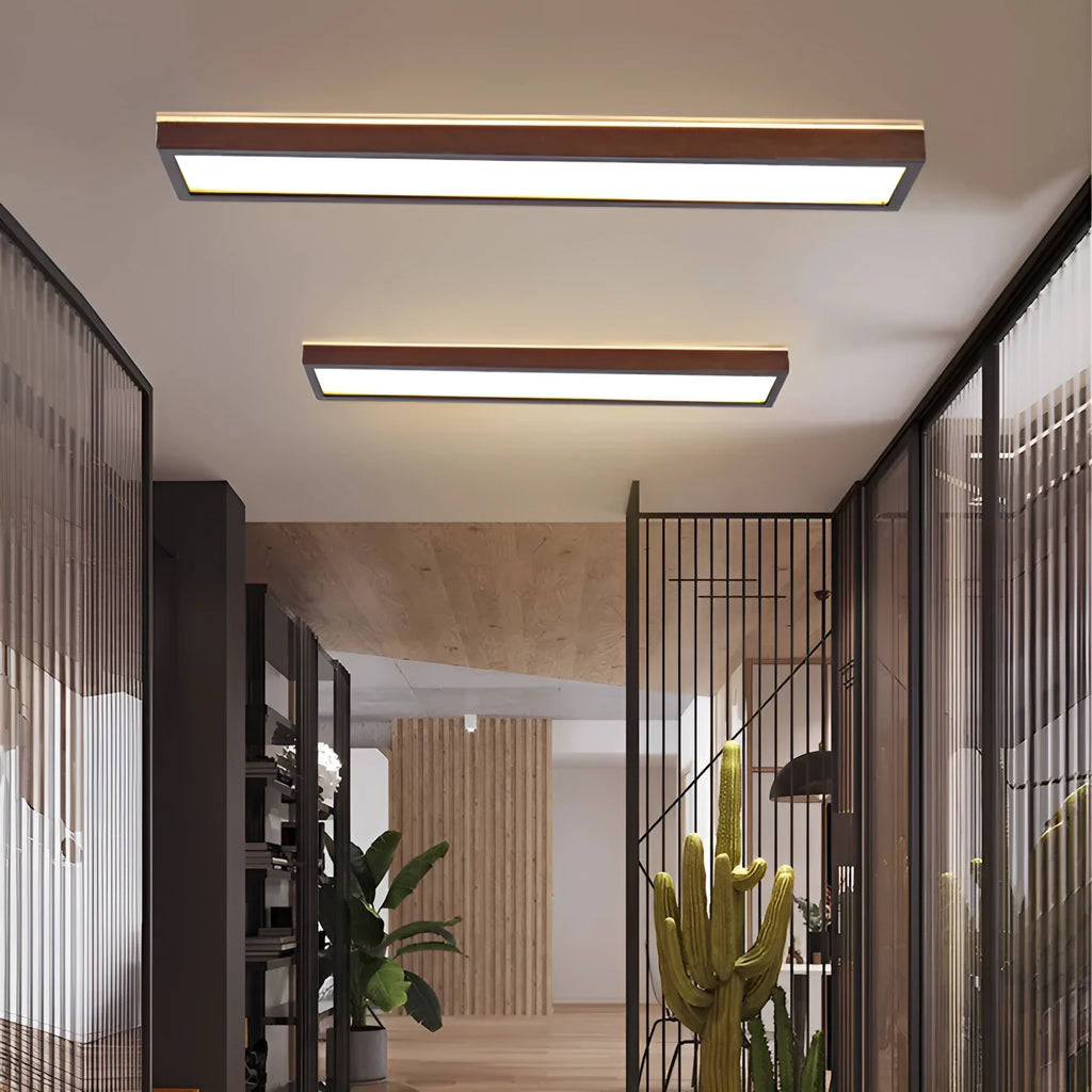 Solid wood long ceiling lamp in log or walnut colour, 60cm to 120cm, 220V, New Chinese style