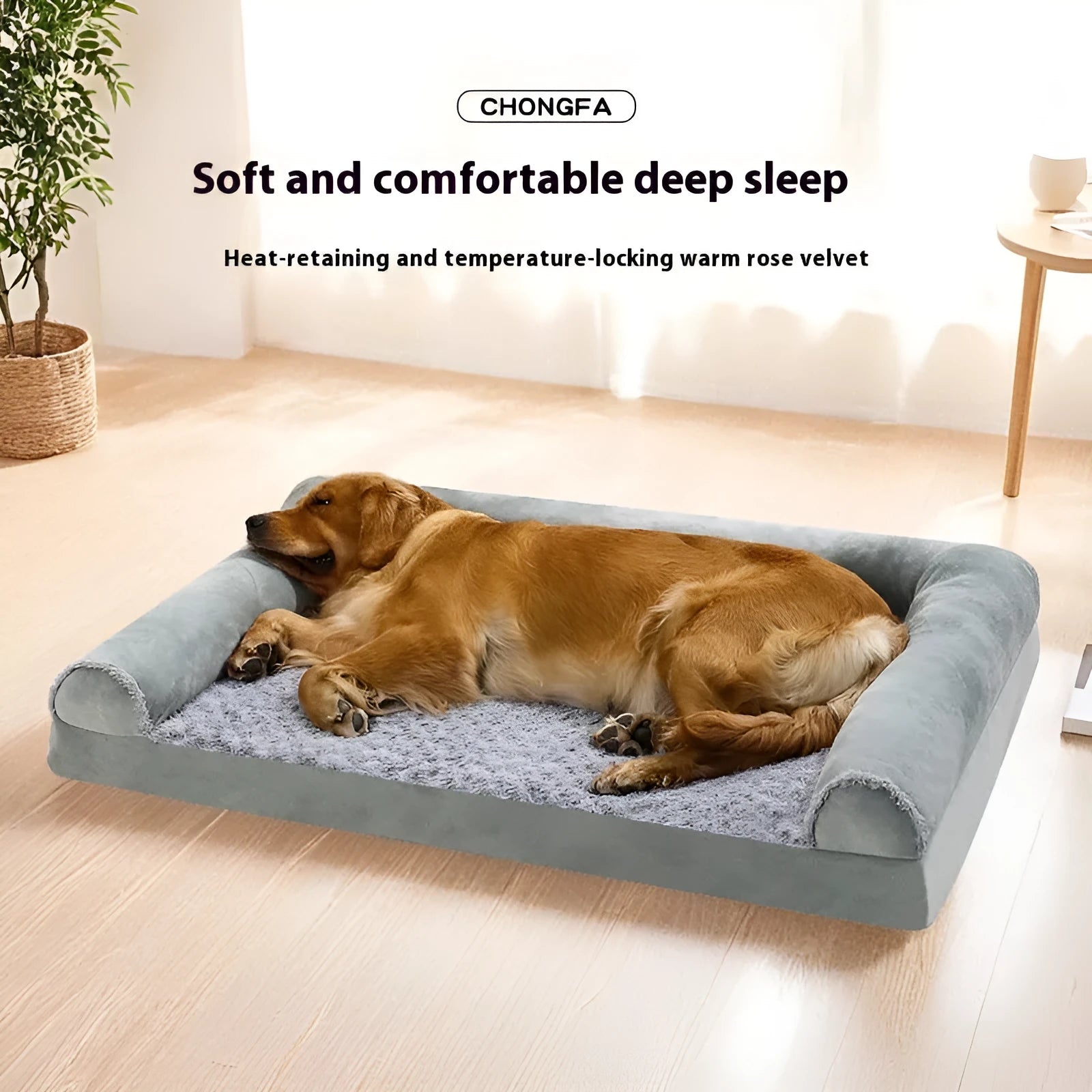 Dark grey cloth kennel for medium large dogs showing size dimensions
