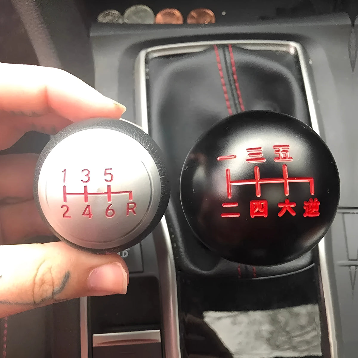 Aluminium alloy round car gear shift head with multiple finish style options