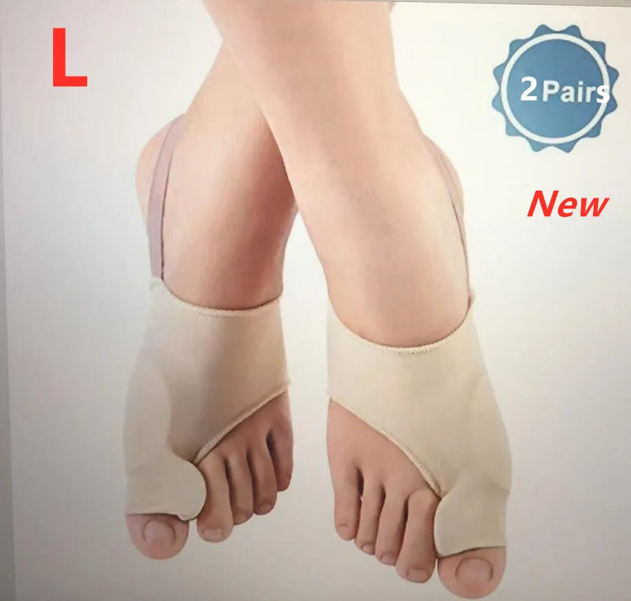 Corrective toe socks with a soft gel bunion pad and toe separator in sizes S, M, L.