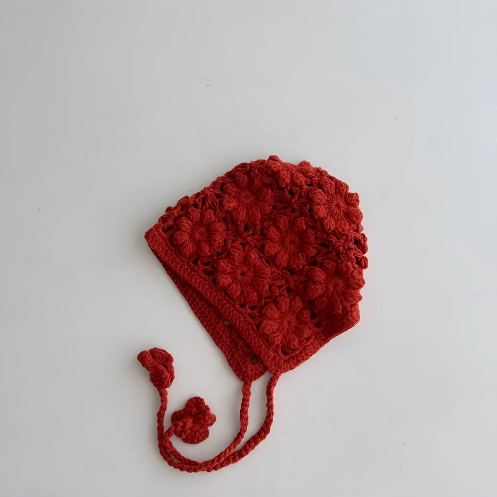 Girls' breathable lace-up earflaps woolen hat in viscose fibre with dome crown and jacquard finish