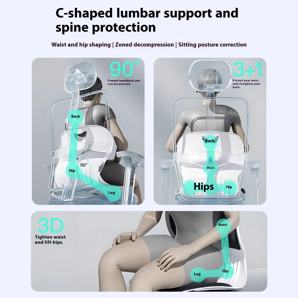 Grey free size lumbar support cushion for chair seating