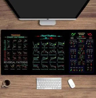 Black rubber desk mouse pad with anti-slip stain-resistant surface showing thermal transfer printed design