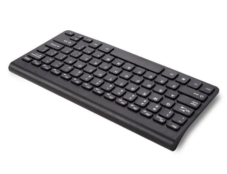 Black and white wireless keyboard and mouse set showing 78 keys and 4 mouse buttons