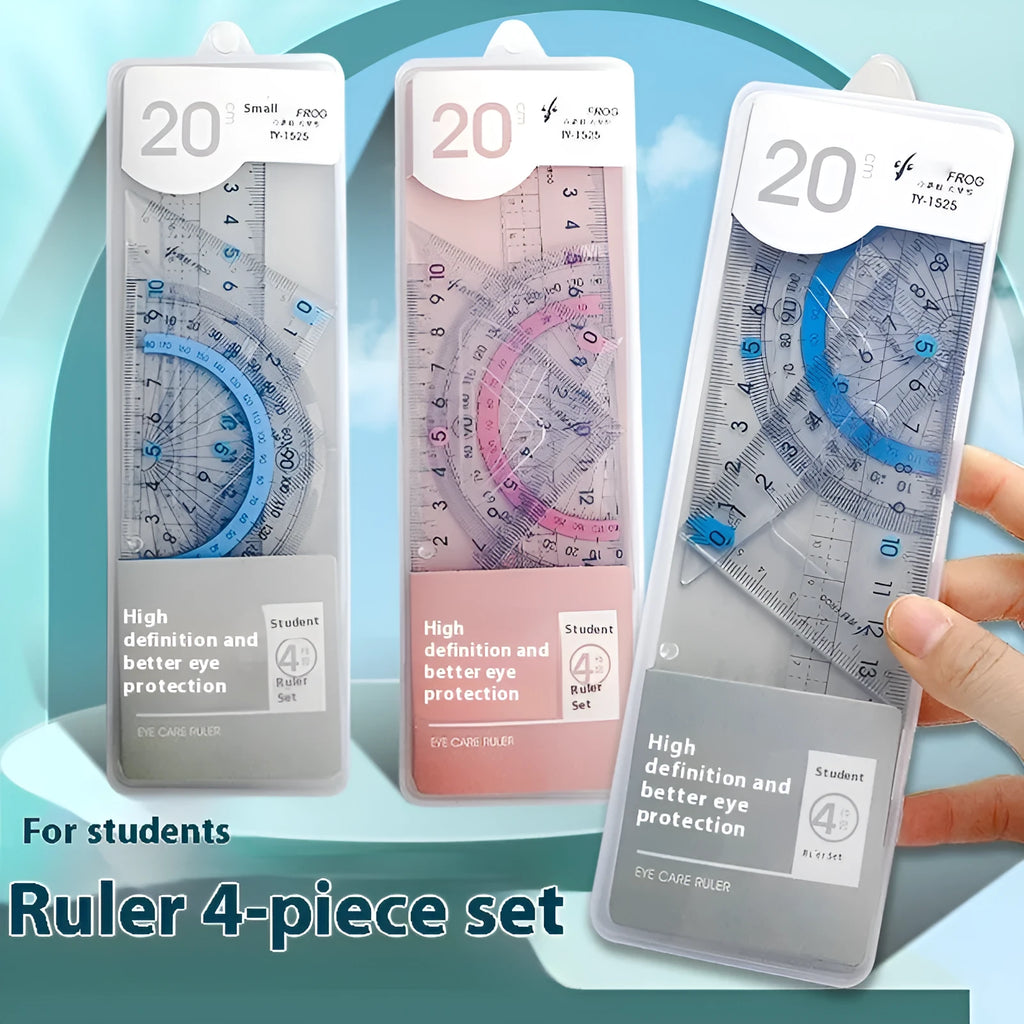 Youpai transparent acrylic drawing ruler sets showing square protractors and measurement tools