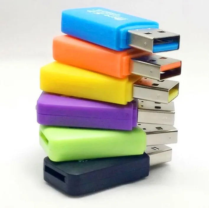 Mini USB TF card reader and adaptor with 16GB microSD memory card for computer connectivity