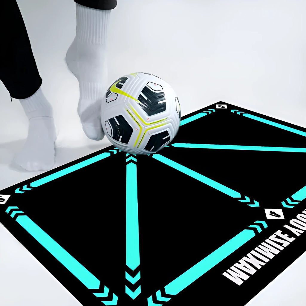 Rubber football training mat in cushion colour for indoor skill practice
