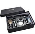 CSB men's shaving set with badger hair brush, double edge razor, chrome stand, and zinc alloy soap bowl
