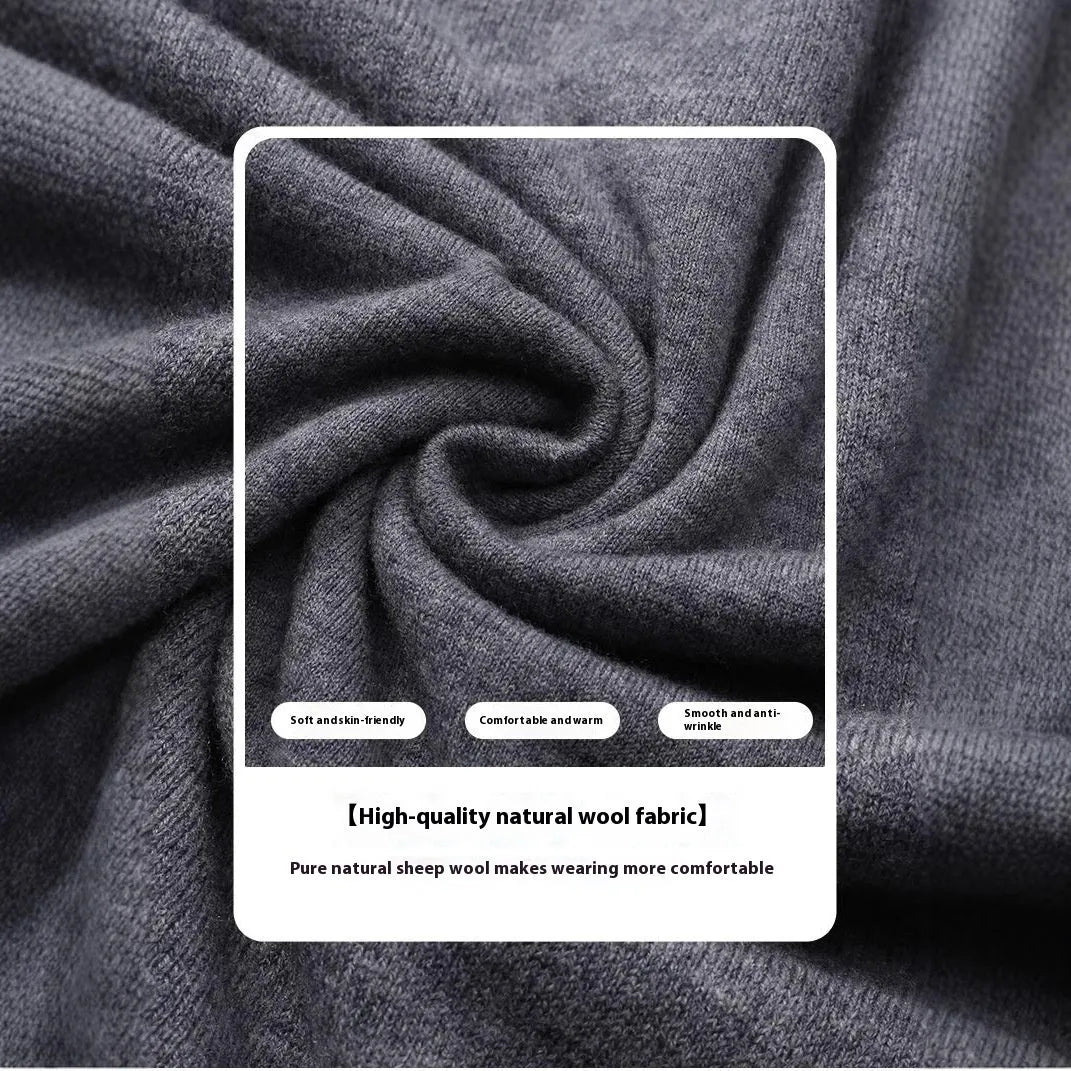 Men's regular fit pullover sweater in light grey wool yarn for autumn wear.