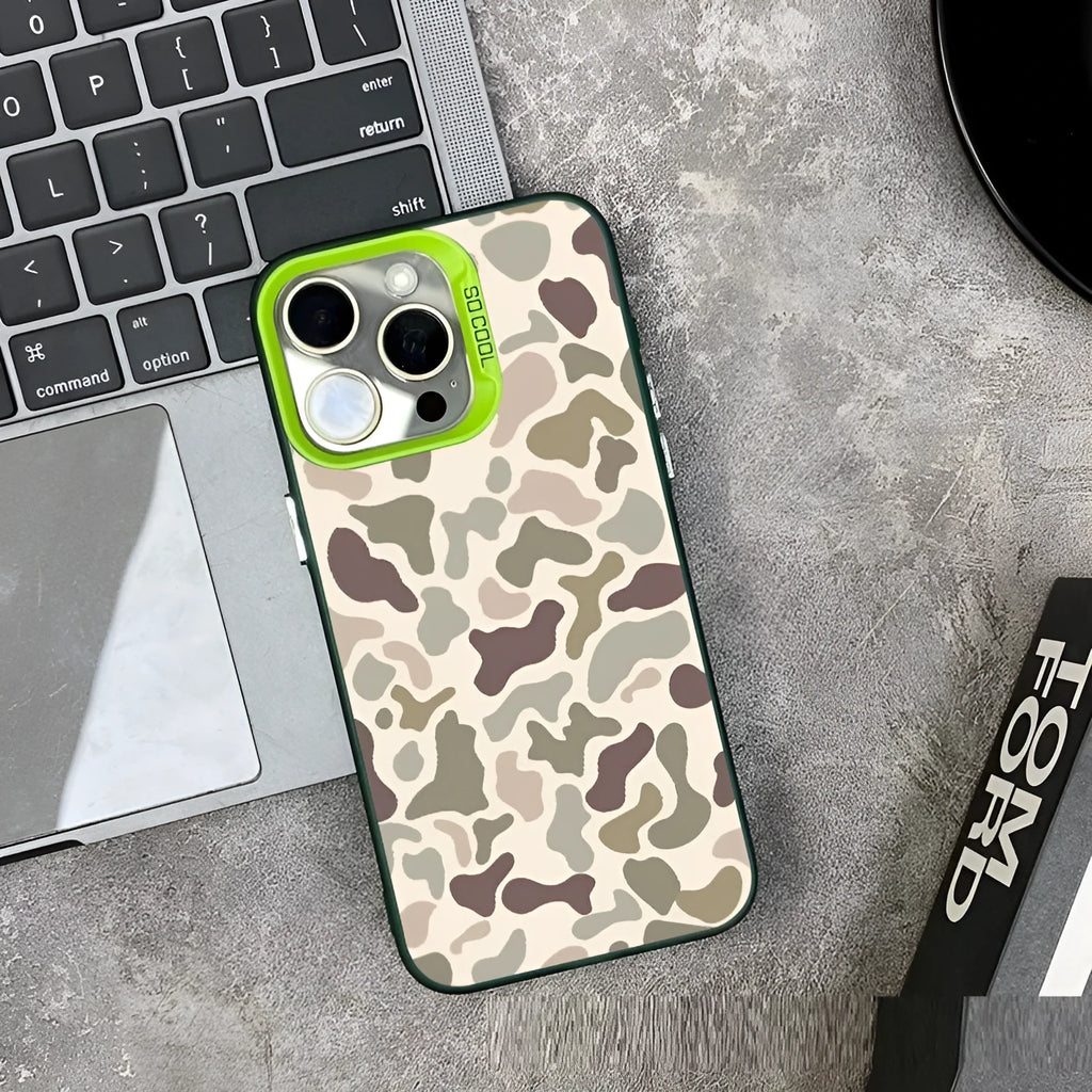 Leopard print PC phone case with frosted finish, anti-fall shell for iPhone, available in six colours