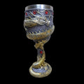 Stainless steel red wine glass with 3D Chinese dragon design in gold colour option