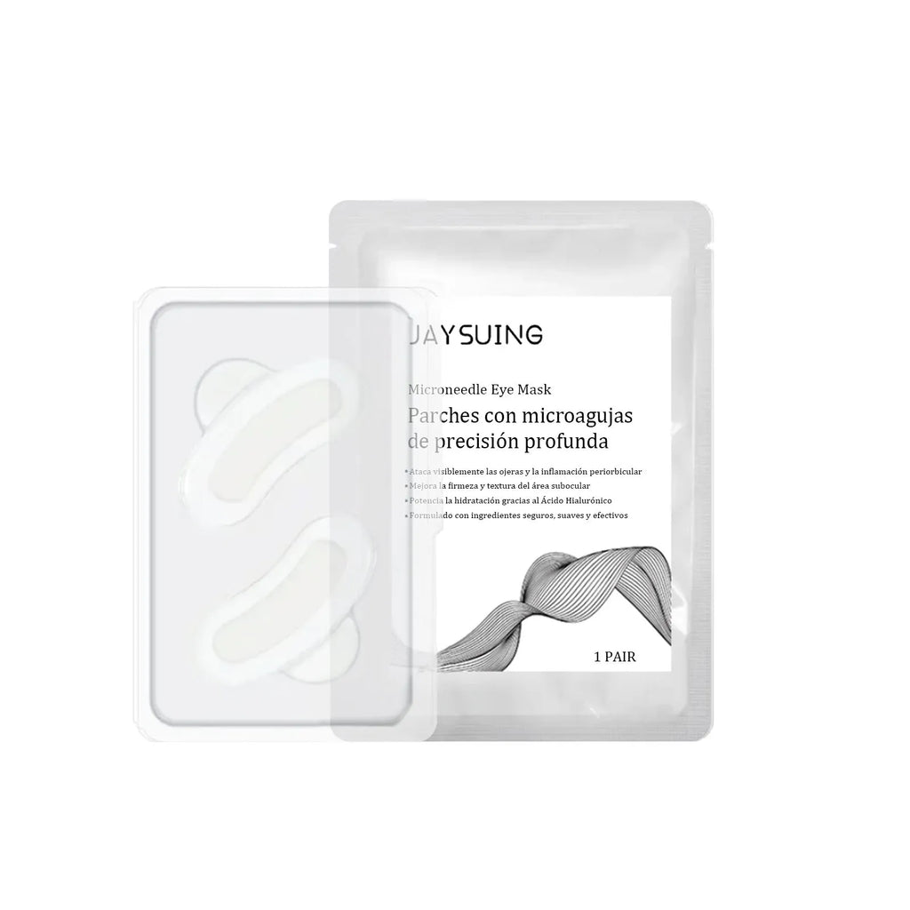 A single pair of micro needle eye patches for targeted under-eye skincare treatment.