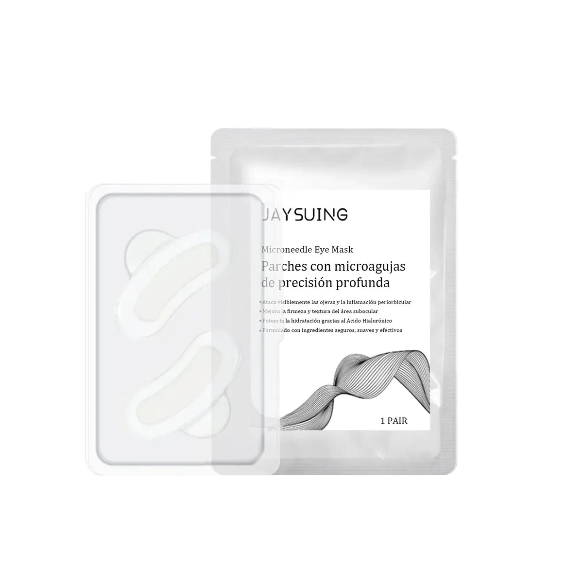 A single pair of micro needle eye patches for targeted under-eye skincare treatment.
