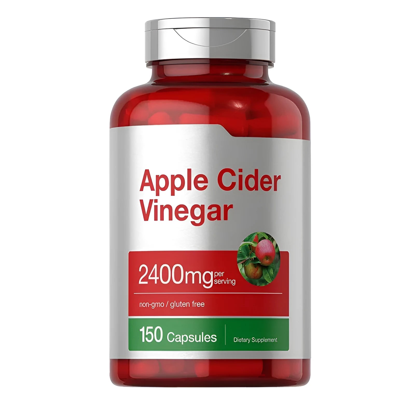 Apple vinegar health supplement capsules in 150 tablet bottle