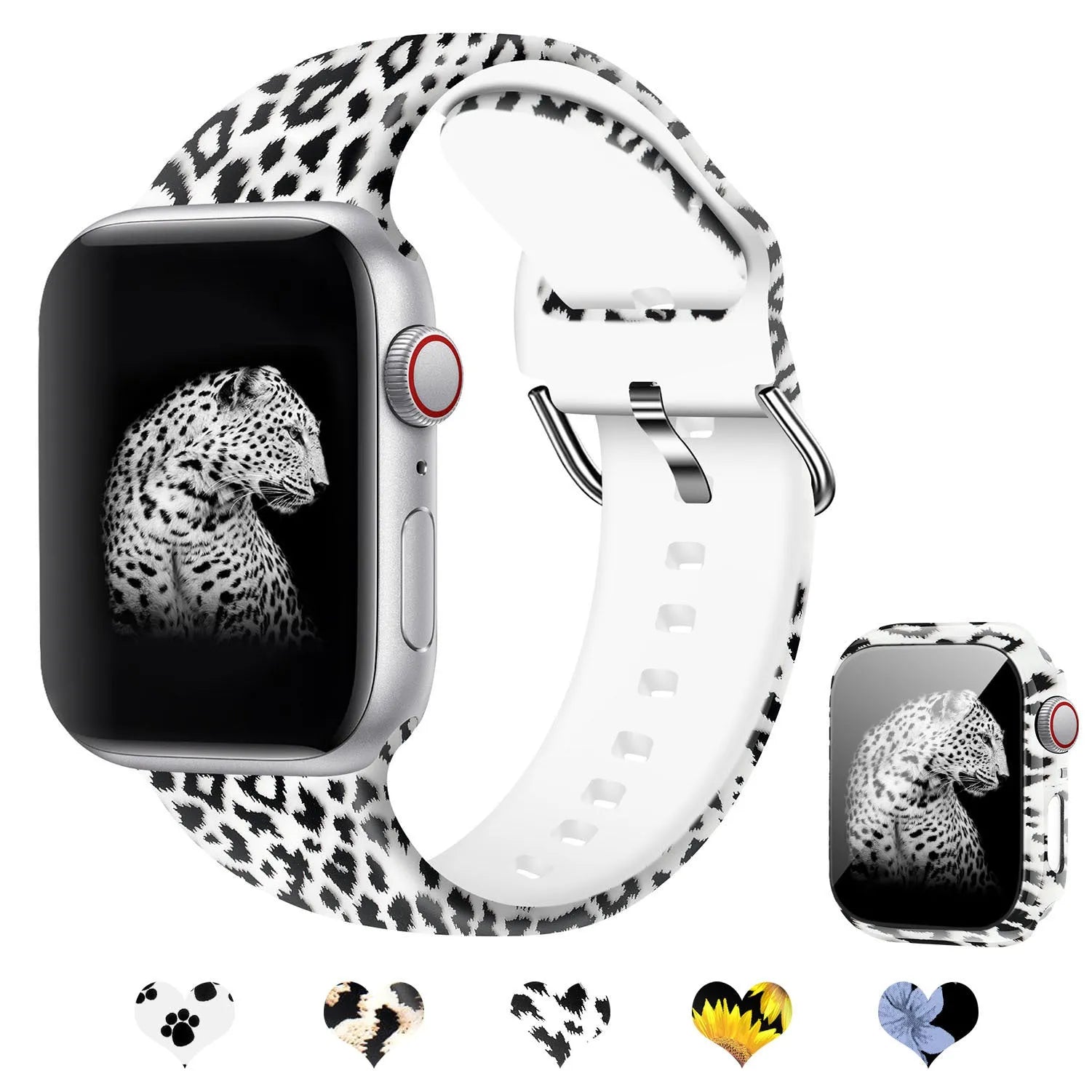 Printed pattern silicone replacement strap for Apple Watch in sizes 38mm 40mm 42mm 44mm
