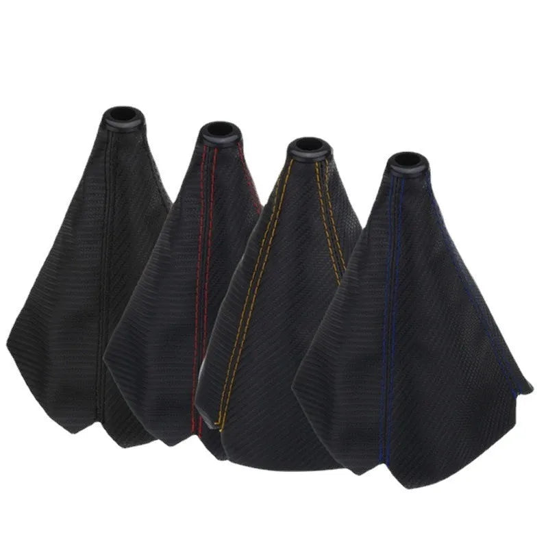 Universal car lever dust cover with bright head or black head and coloured line or carbon pattern options