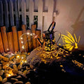 Solar garden lamp with butterfly pattern iron construction and warm white LED lighting