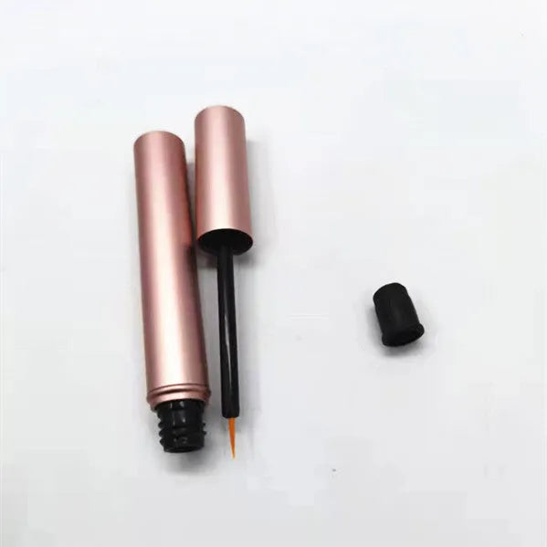 4ml Metal Aluminium Tube Eyeliner Bottle with Rose Gold Paint - 118mm x 15mm Aluminium Powder Gold Eyeliner, Eyelash, Lip Brush Bottle with Black Inner Plug for Cosmetic Use