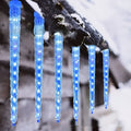 LED ice cone shaped meteor shower solar ornamental lamp with blue lights on bracket