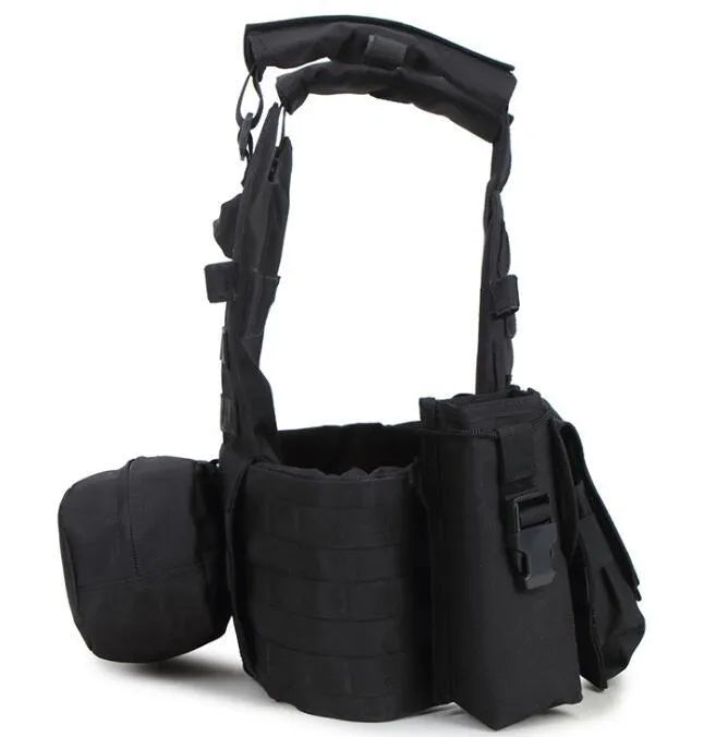 Tactical Molle plate carrier vest in Oxford with 3 detachable accessory bags, size 40cm x 25cm x 44cm