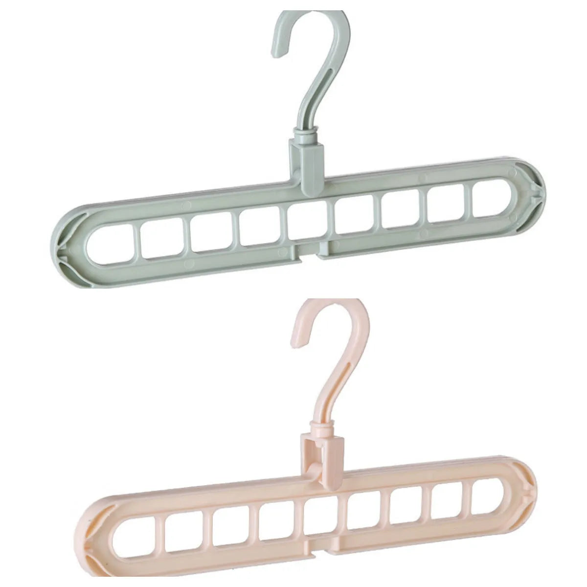 Plastic clothes hanger with rotatable storage hook in various colours, 33cm long