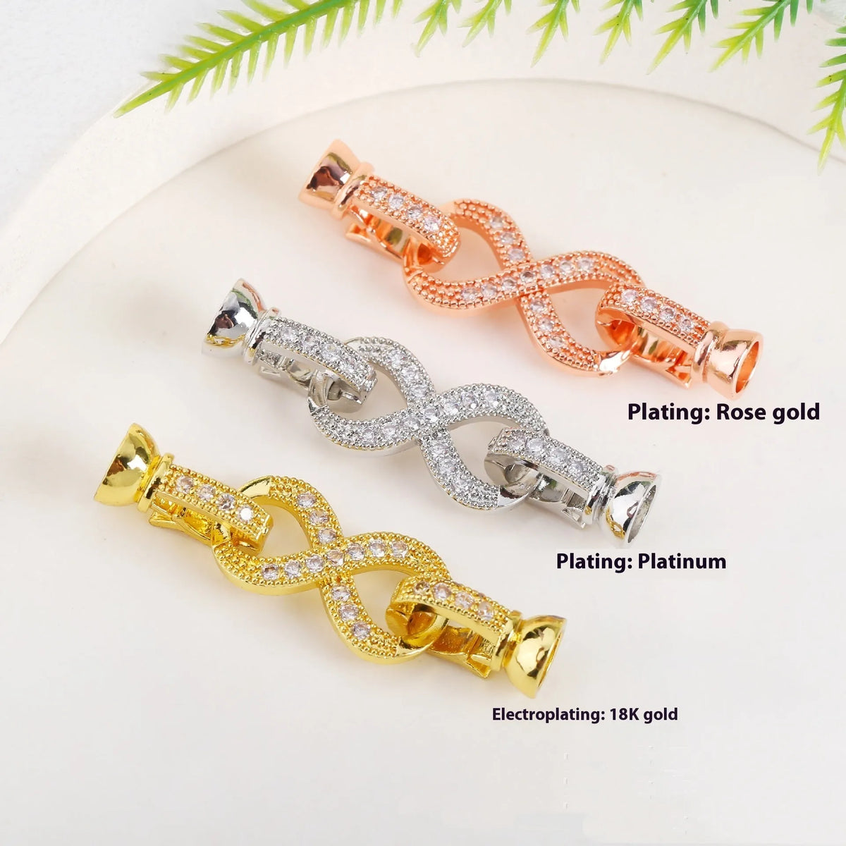 Small gold-colour chain buckle for DIY jewellery making with electroplated finish