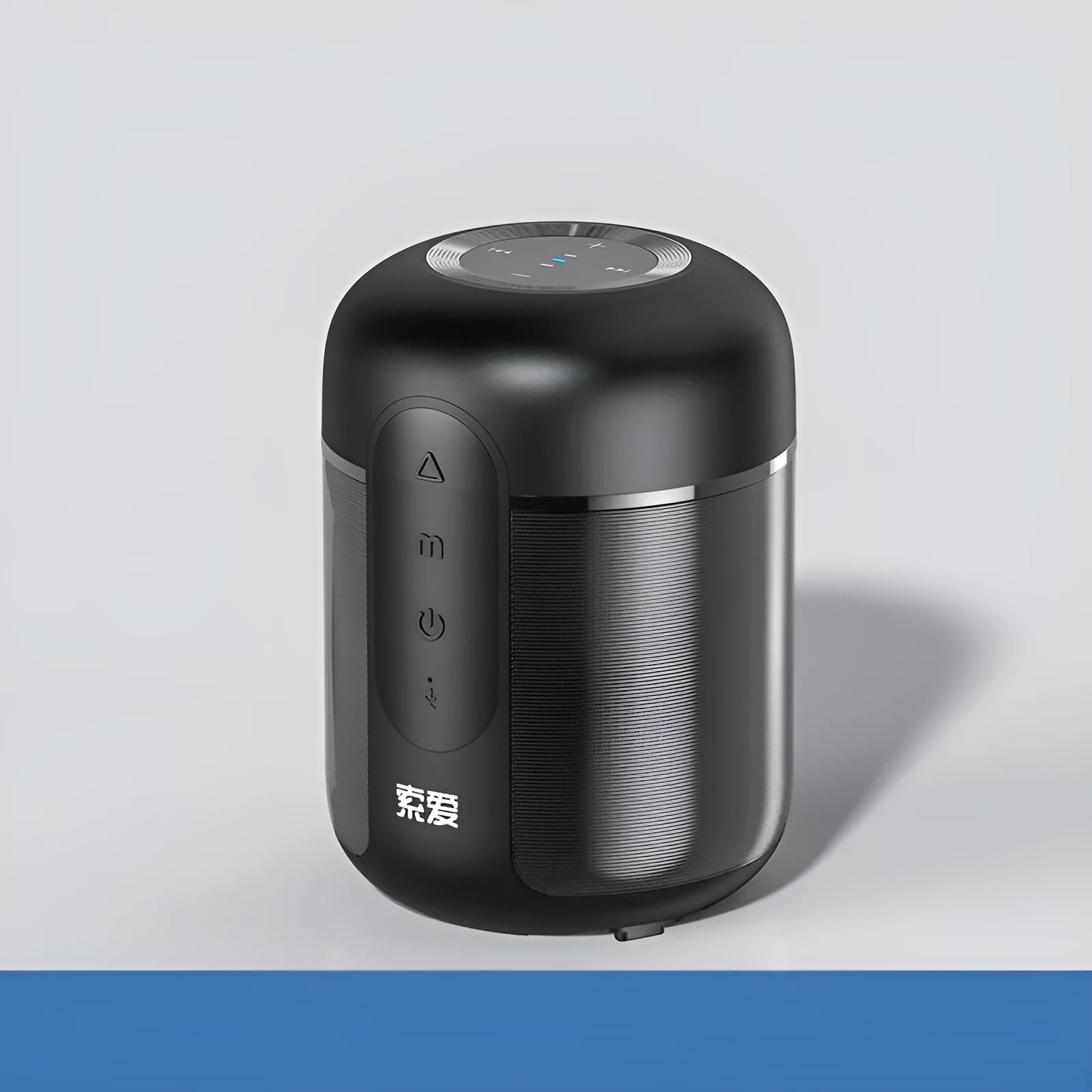 Black portable Bluetooth speaker with 30W output, showing front grille and compact size