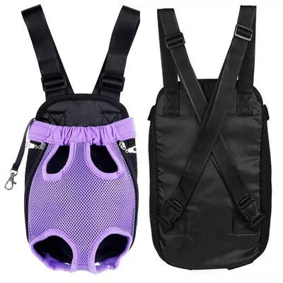 Portable dog backpack in sandwich mesh, available in S to XL sizes and fifteen colours including camouflage and rainbow