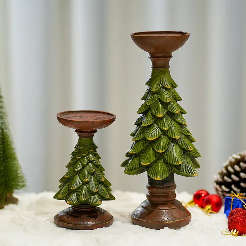 Synthetic resin Christmas tree shaped candle holder candlestick in medium size