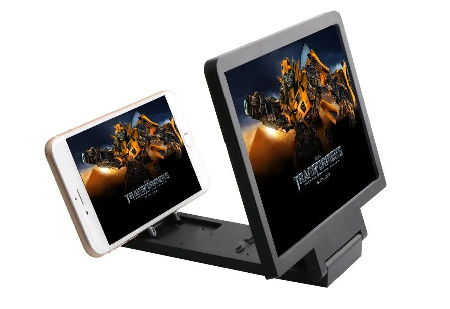 Mobile phone screen amplifier 18cm x 12cm foldable stand in black or white