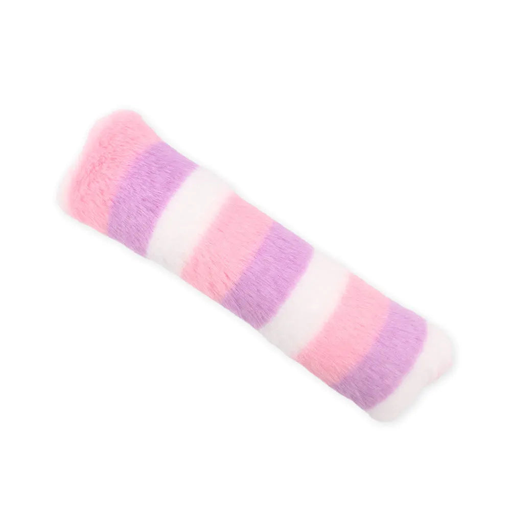 Colourful cat pillow toy with plush material and crinkle sound feature for indoor feline play