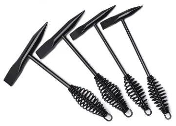 Electric welding slag removal hammer with spring handle showing four weight options