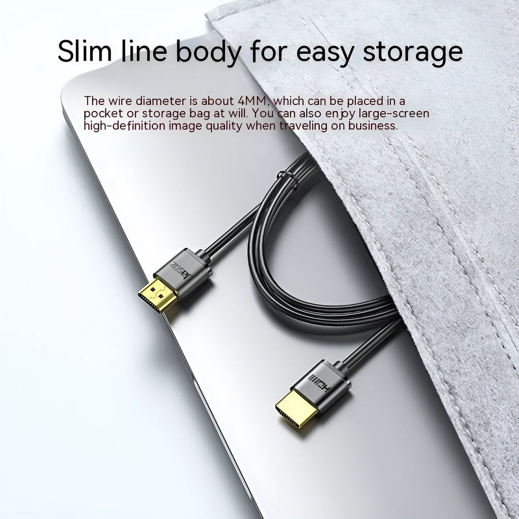 Gold-plated HDMI cable with flexible thin design for computer monitor and set-top box connections