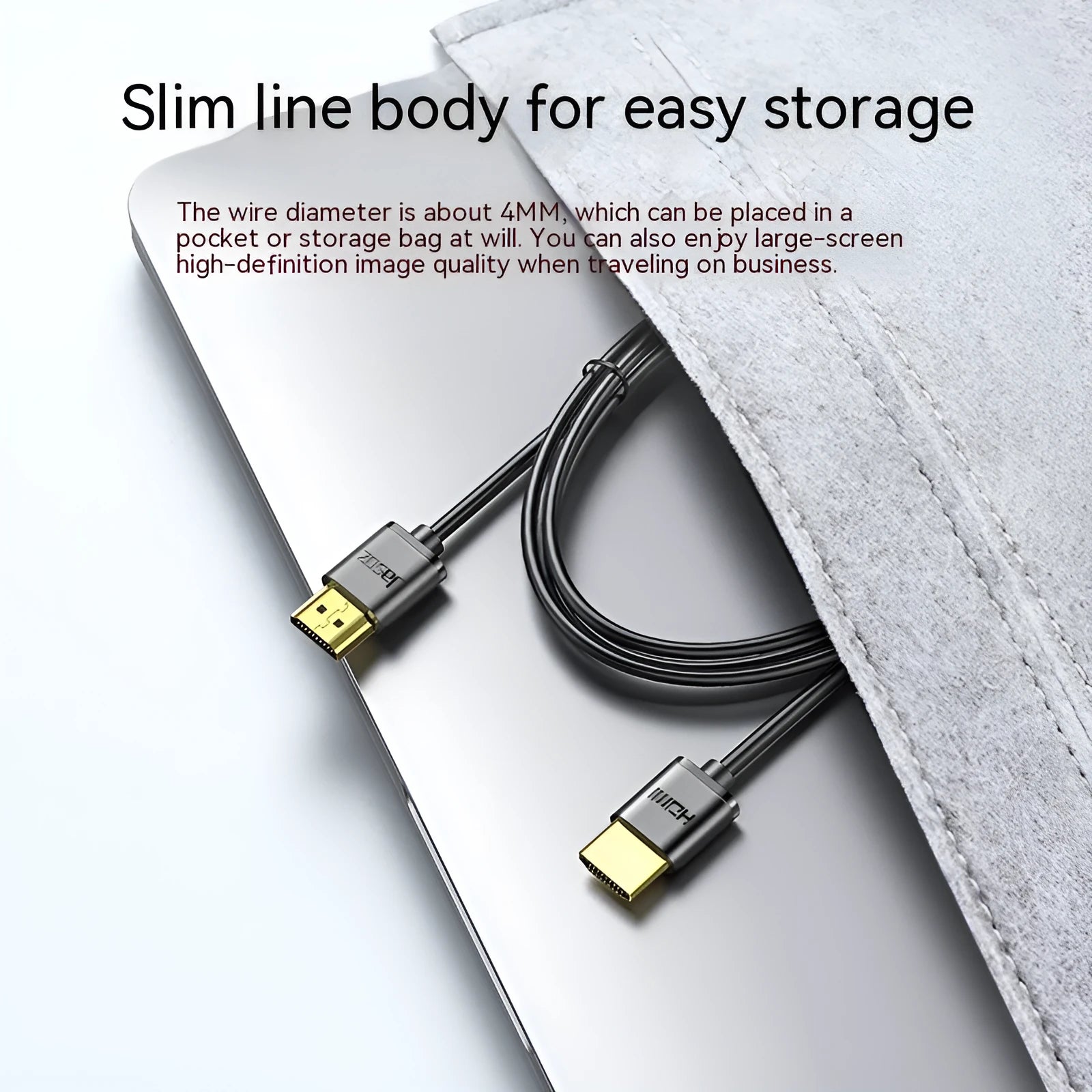 Gold-plated HDMI cable with flexible thin design for computer monitor and set-top box connections
