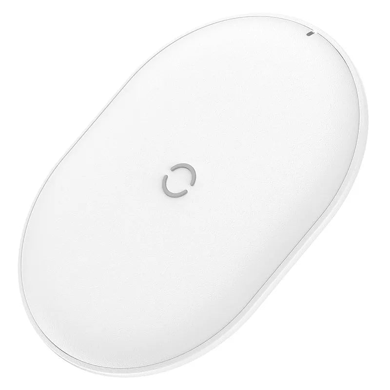 Black and white 15W wireless charging pad with Type-C port for mobile phone charging
